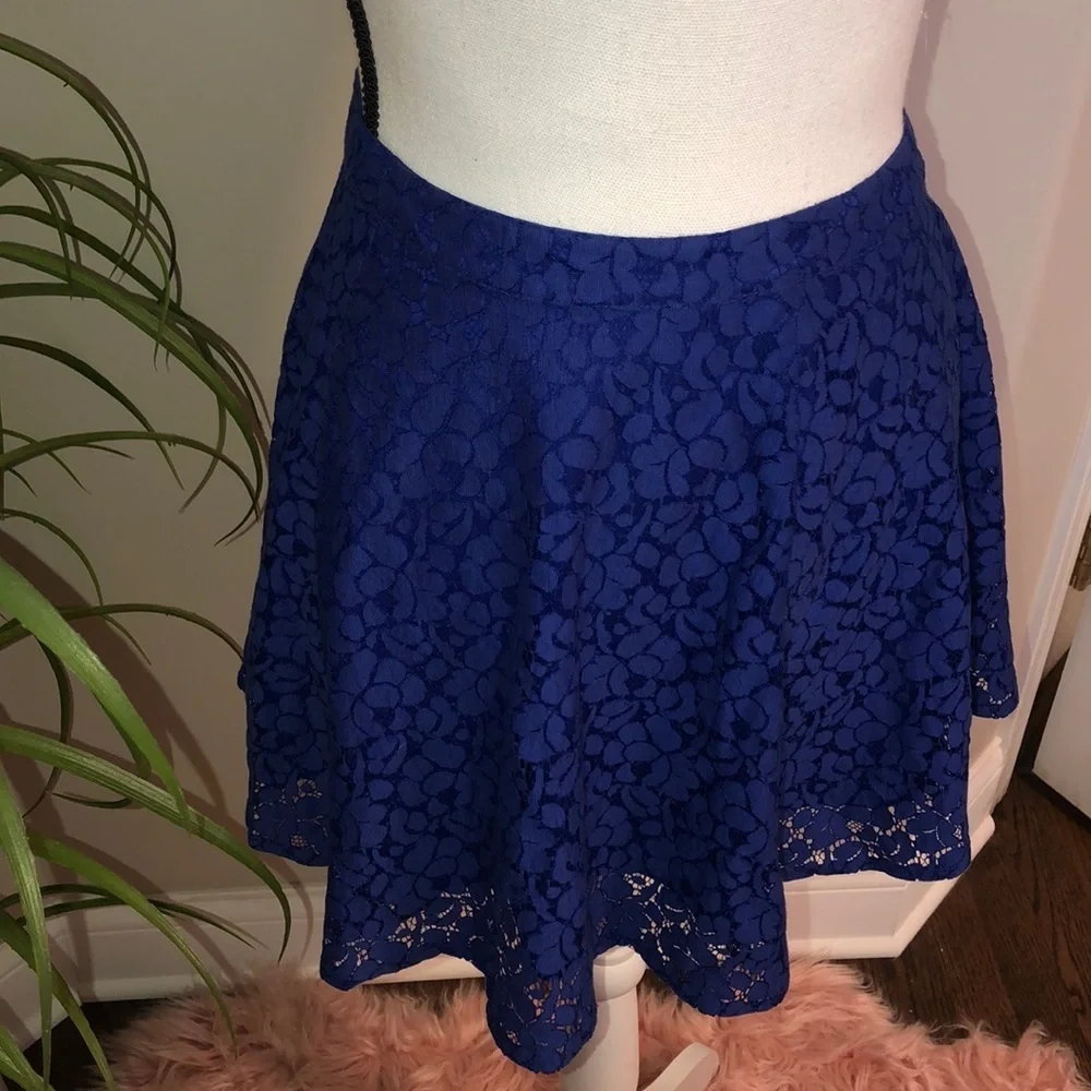 Top Shop Blue Lace Skater Skirt - Picture 3 of 7